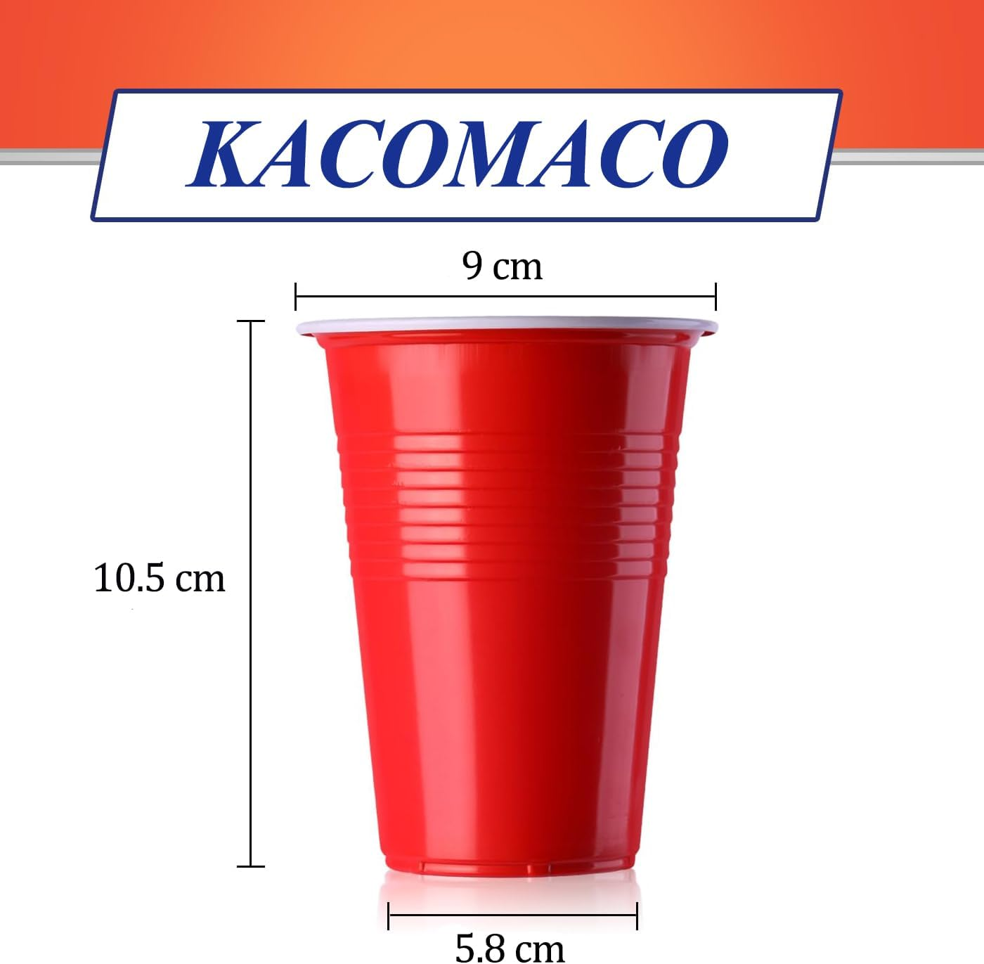 KACOMACO 50Pcs Party Cup Set, Recyclable Plastic Pong Cups 12 Oz, Repeatable Cups for New Year, Christmas, Camping, Wedding Parties, Weddings, Events or DIY Projects (Red) image number 1