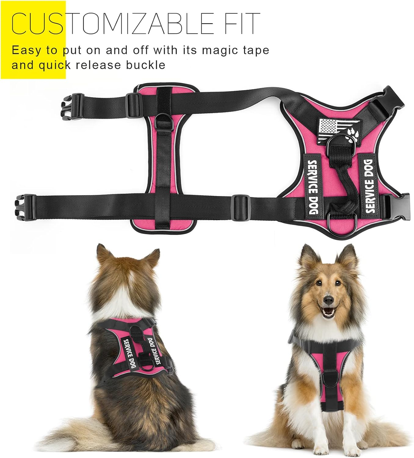 Demigreat Service Dog Harness, Reflective Dog Vest Harness with 5 PCS Patches, Adjustable Soft Oxford Pet Harness, Inner Layer Mesh, Easy to Control for Small Medium Large Dogs&hellip; image number 6