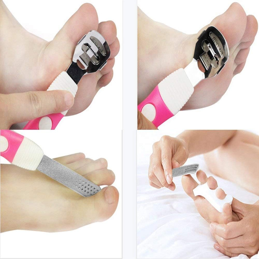 Store2508 Pedicure Foot File and Callus Remover for Hard Skin Stainless Steel Foot Rasp File with Ten Refill Grits Replacement Pads Easy Feet Scrubber for Bath Pedicure Salon image number 1