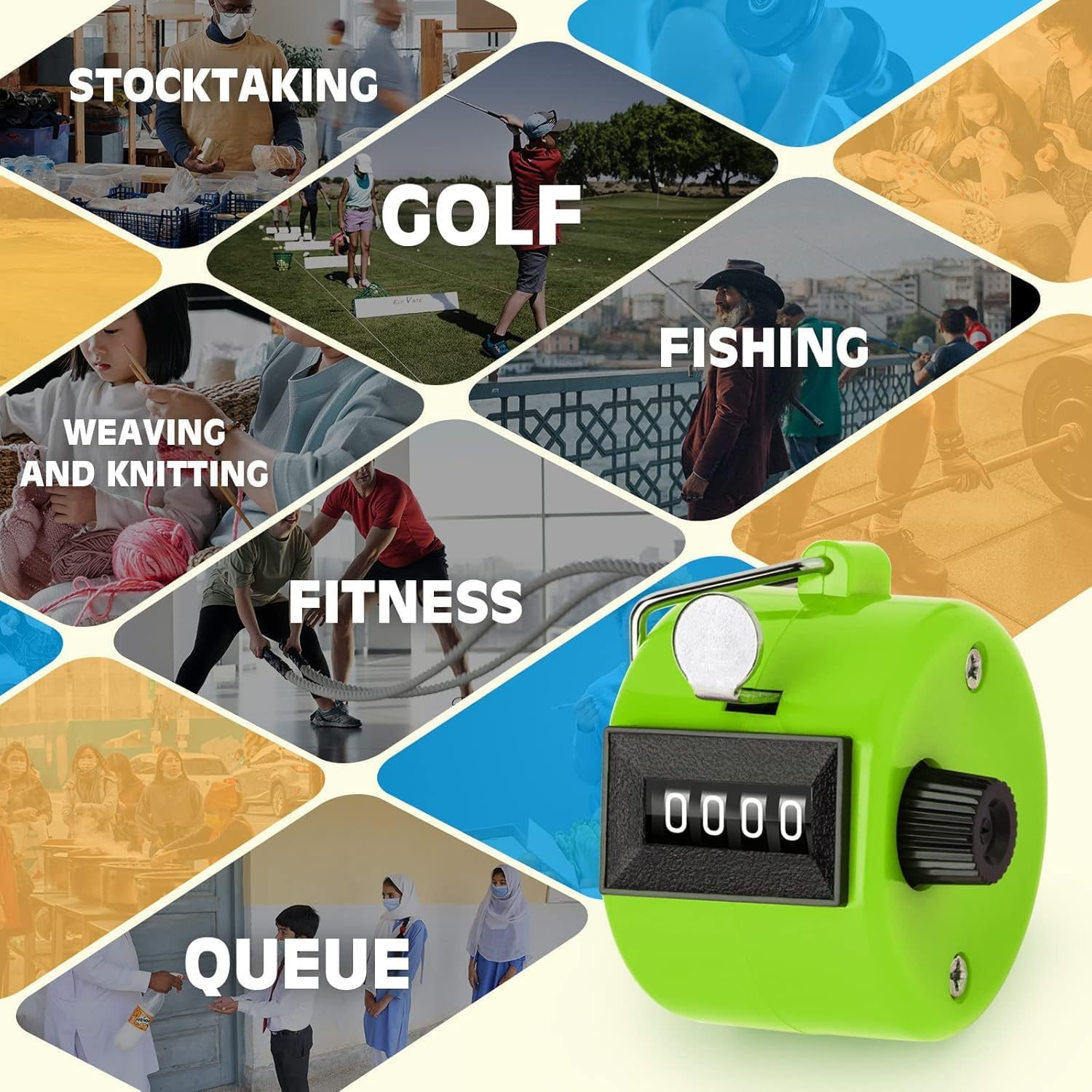 4 Pack Clicker Counter Handheld,Handheld Tally Counter 4 Digit Mechanical Palm Clicker Counter,Round Base Mechanical Palm Click Counter,Event Manual Counting Score with Metal Finger Ring image number 1