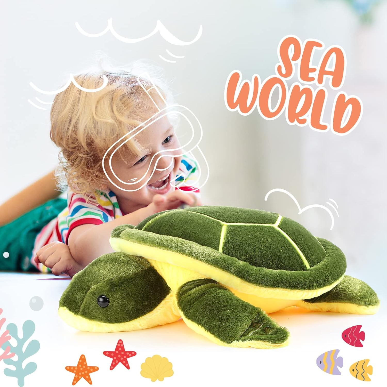Soft Plush Sea Turtle Stuffed Animals Giant Plush Stuffed Turtle Large Ocean Life Tortoise Throw Pillow Cute Turtle Plush Birthday Valentine Easter Party Gifts for Kids and Adults (20 Inches) image number 2