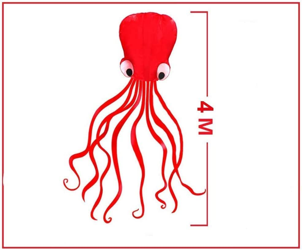Large Soft Octopus Kite with Long Tail and 30M Line-Red