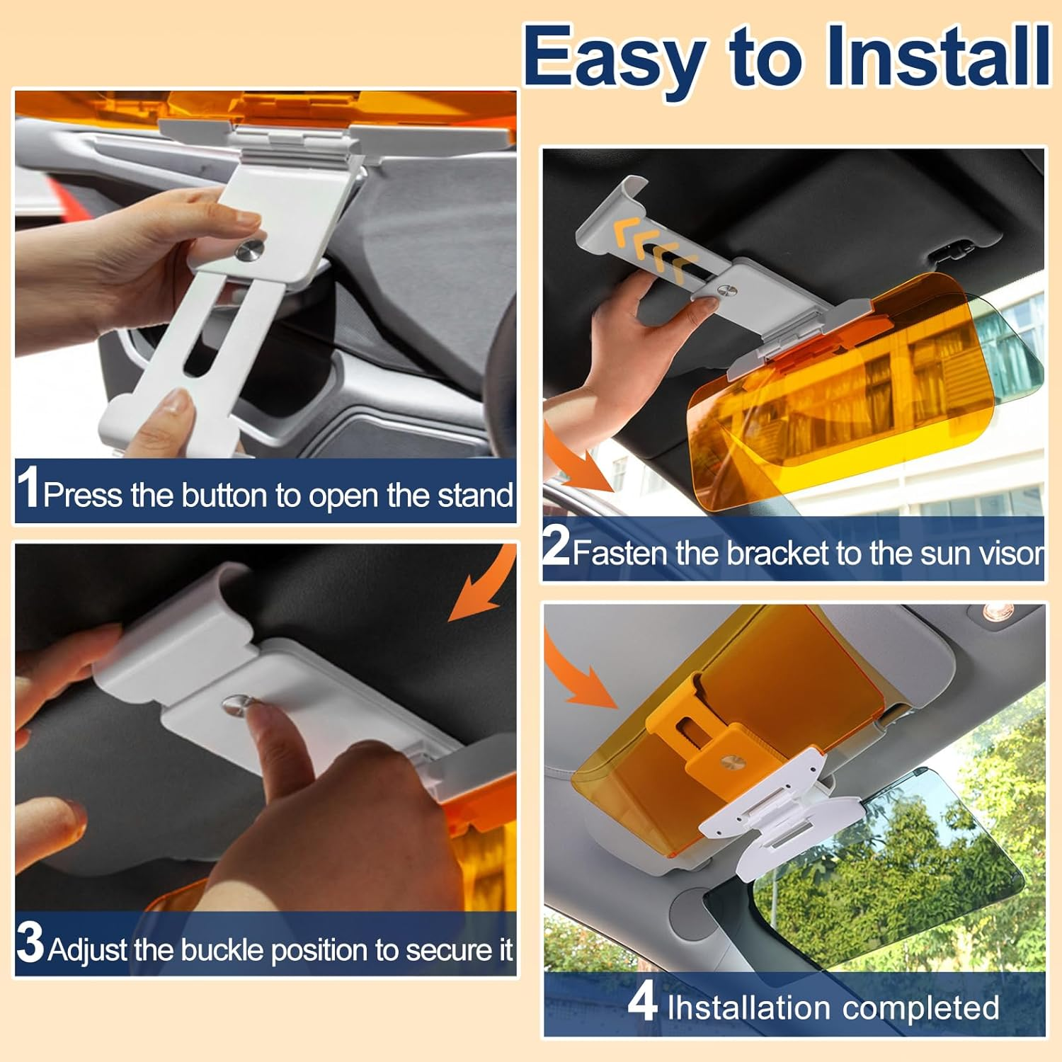 Car Window Sunshade, Upgrade Anti-Glare Polarized Day & Night Vision Sun Visor Protector Extender, 2-In-1 Universal Car Anti-Dazzle Sun Blocker from Glare/Uv Ray/Stray Light image number 3