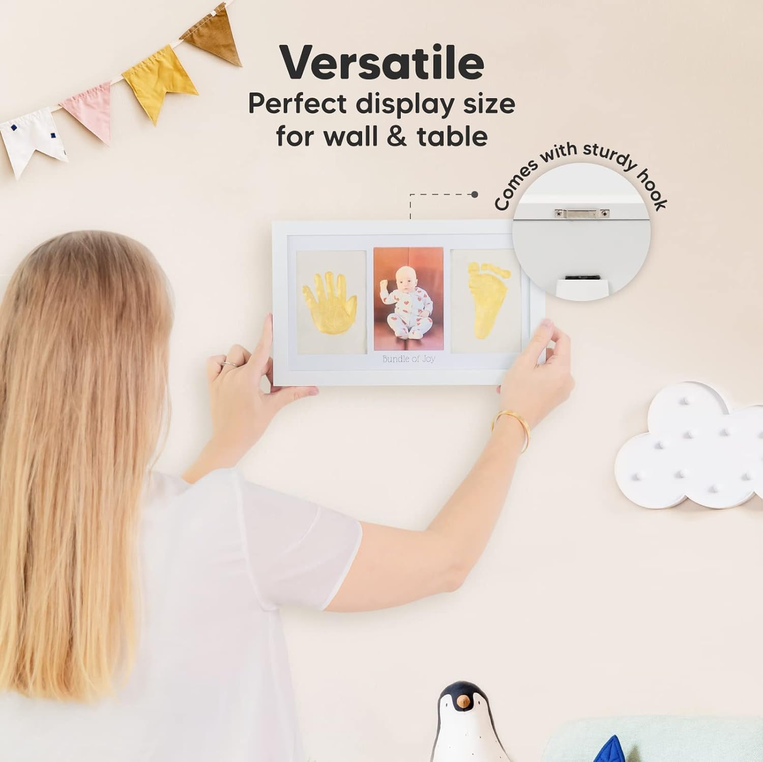 METOY Baby Hand and Footprint Kit - Baby Footprint Kit, Newborn Keepsake Frame, Baby Handprint Kit, Personalized Baby Gifts, Nursery Decor, Baby Shower Gifts for Girls Boys image number 1