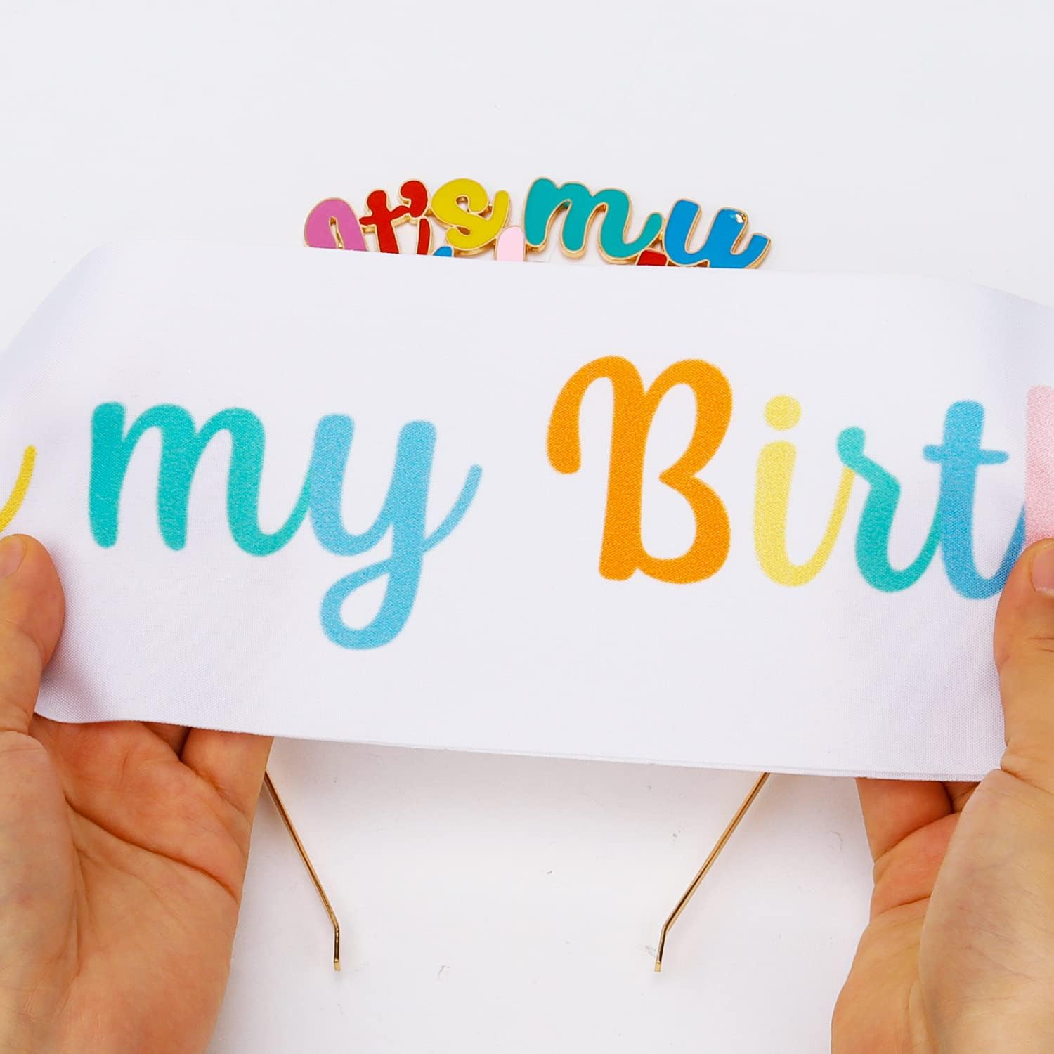 Chanaco Birthday Sash Birthday Girl Headband Set Birthday Crown Tiara Birthday Girl Sash Birthday Crowns for Women Happy Birthday Decorations Birthday Gifts for Women - Colorful image number 6