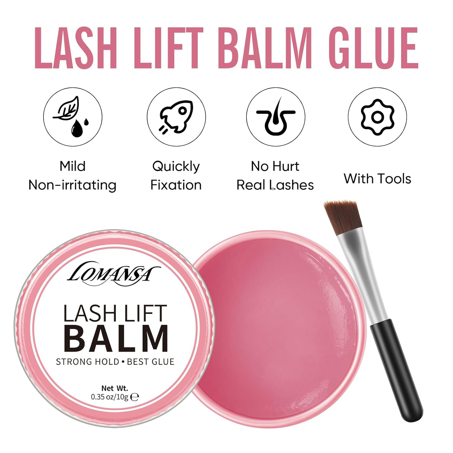 Lomansa Lash Lift Glue Eyelash Glue Balm Fruit Flavor 2 in 1 Lifting Curling Adhesive for Lash Perm Kit - Peach - Pink01 image number 3