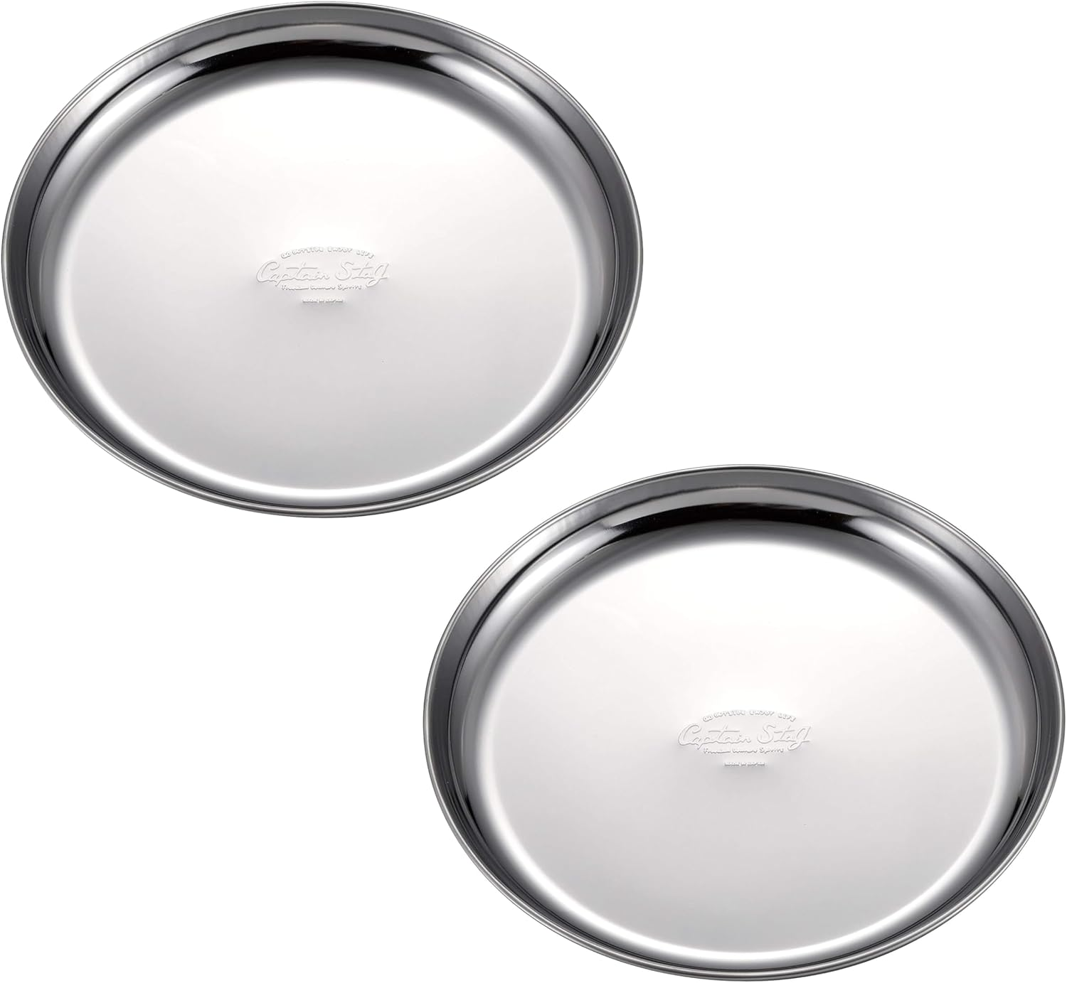 Captain Stag UZ-13316 Stainless Steel Tableware Plate, Plate, Tableware, Camping Plate, Set of 2, Silver, Made in Japan image number 1
