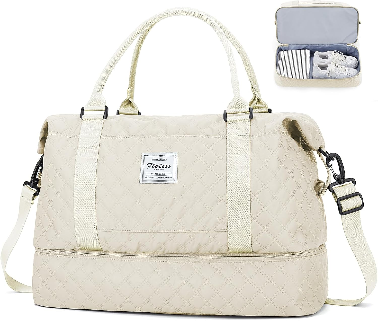 Travel Weekender Bag for Women, Carry on Overnight Bag with Shoes Compartment & Trolley Sleeve,Personal Item Bag