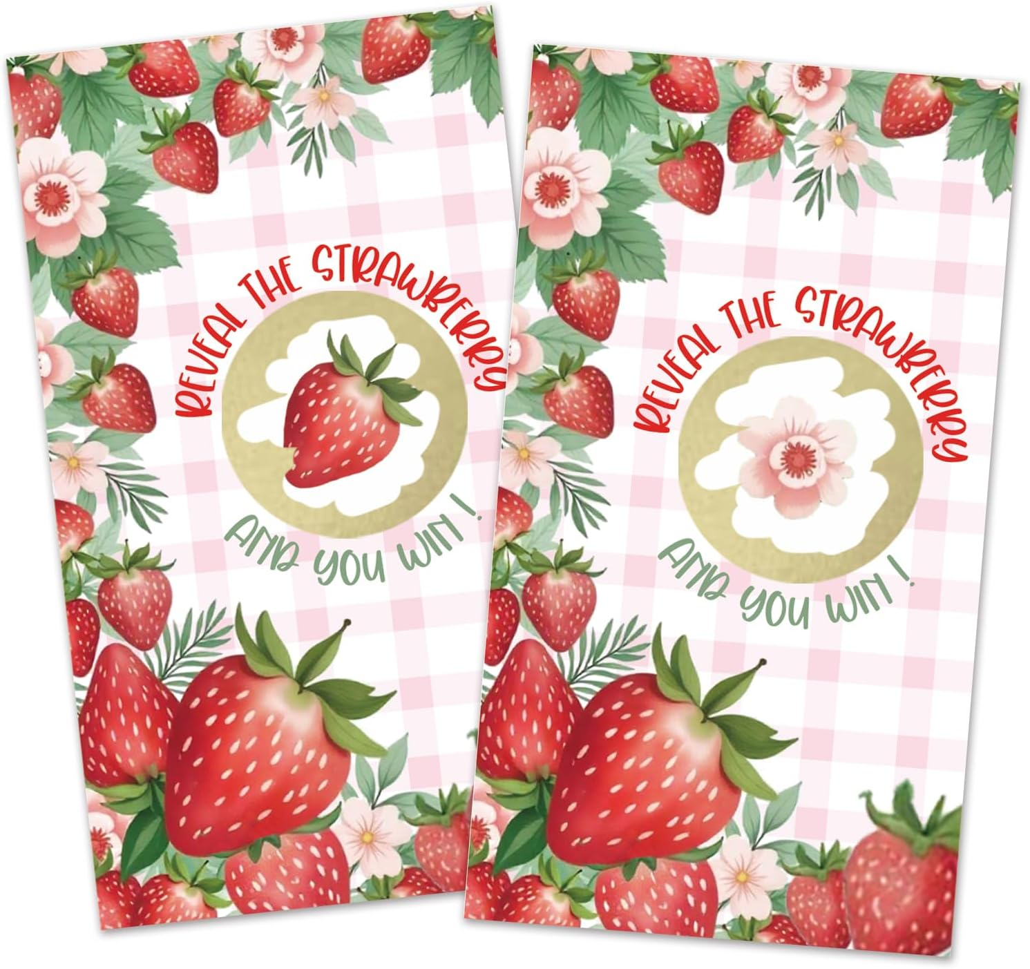 166REWIDPARTY 32 Pcs Strawberry Theme Scratch off Cards, Strawberry Baby Shower Scratch off Tickets, Pink Fruit Berry Raffle Tickets, Funny Summer Wedding Birthday Party Cards Supplies Decorations image number 5