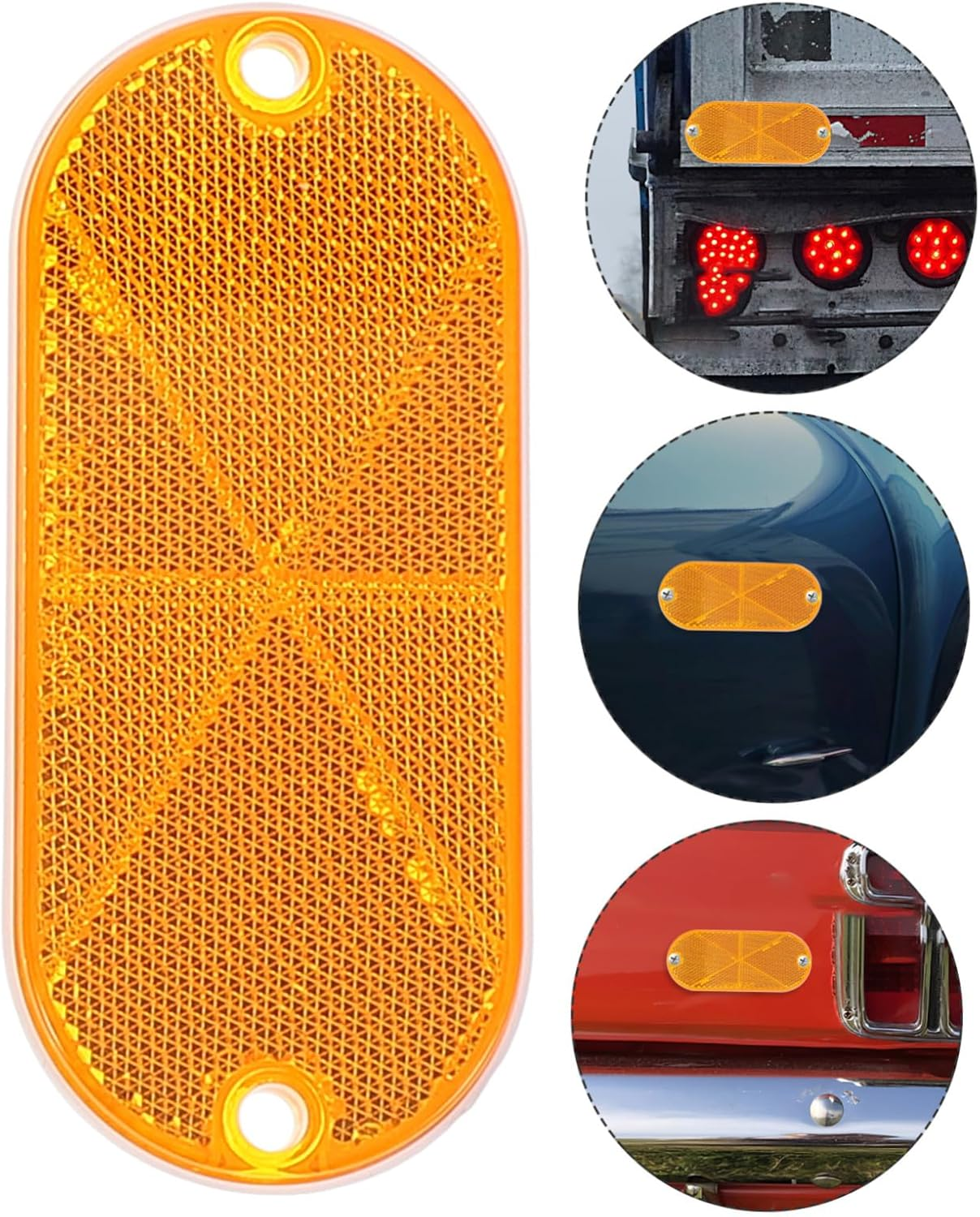 10Pcs Oval Amber Trailer Reflectors Reflective Signs Vehicle Reflector for Driveway Fence Post Mailbox Outdoor Road Safety Accessories image number 3