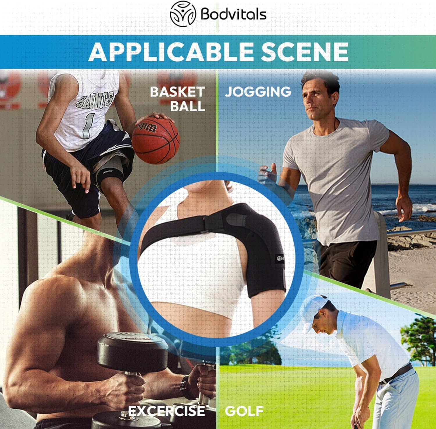 BODVITALS Shoulder Support Strap | Compression Shoulder Bandage with Pressure Pad for Men, Women | Adjustable Fit Shoulder Support Sleeve Wrap | Shoulder Stabilizer Wrap for Support image number 3