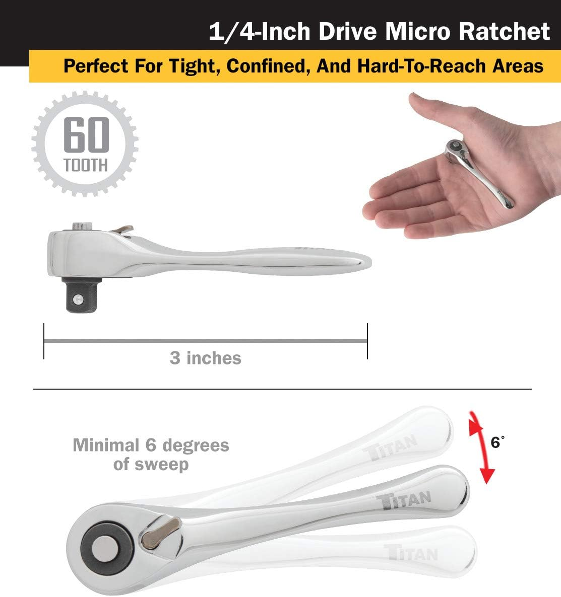 Titan 11202 2-Piece Micro Ratcheting Bit Driver and Ratchet Set image number 2