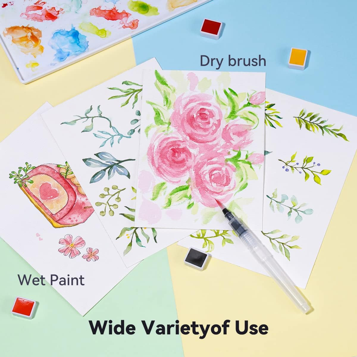 Meiliang Watercolor Paint Set, 36 Vivid Colors in Pocket Box with Metal Ring and Watercolor Brush, Perfect for Students, Beginners and More - 36 Colors image number 3