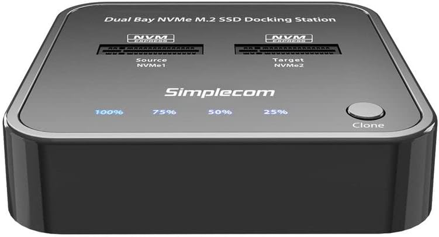 Simplecom SD550 USB 3.2 Gen2 to Dual Bay Nvme M.2 SSD Docking Station Duplicator Offline Clone image number 1