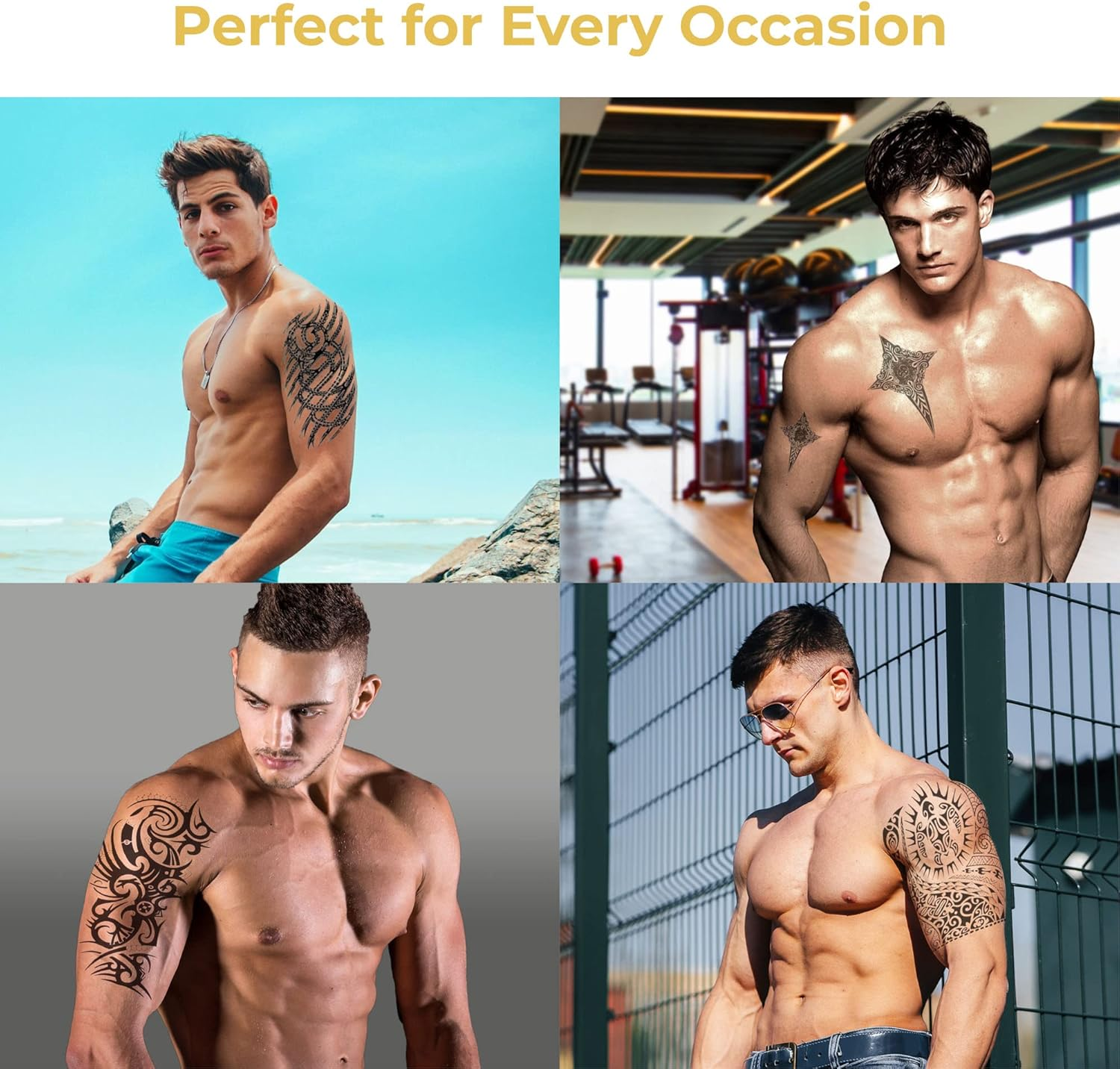 Temporary Tattoos for Men Guys Boys & Teens - Fake Half Arm Tattoos Sleeves for Arms Shoulders Chest Back Legs Cross Skull Owl Clock Scorpion Rose Realistic Waterproof Transfers 8 Sheets 8X6" image number 2