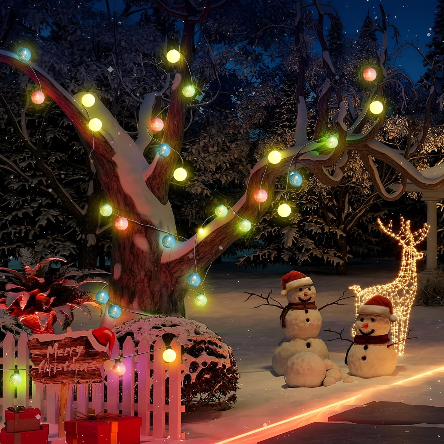 Xmart Fairy Lights Indoor Battery 20 LED 3 Metres / 2.36 Feet Cotton Swab Lamp External Battery Fairy Lights Balls for Holiday Party Living Room Wedding Balcony (Macaron Colour) image number 1