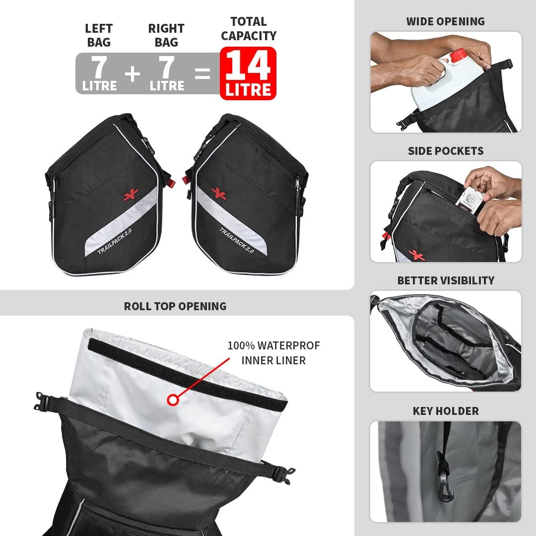 Viaterra Royal Enfield Himalayan 411 Accessories (Model 2021-) |100% Waterproof Front Frame Motorcycle Bags (Set of 2) I Suitable for Tours & Trail Rides image number 4