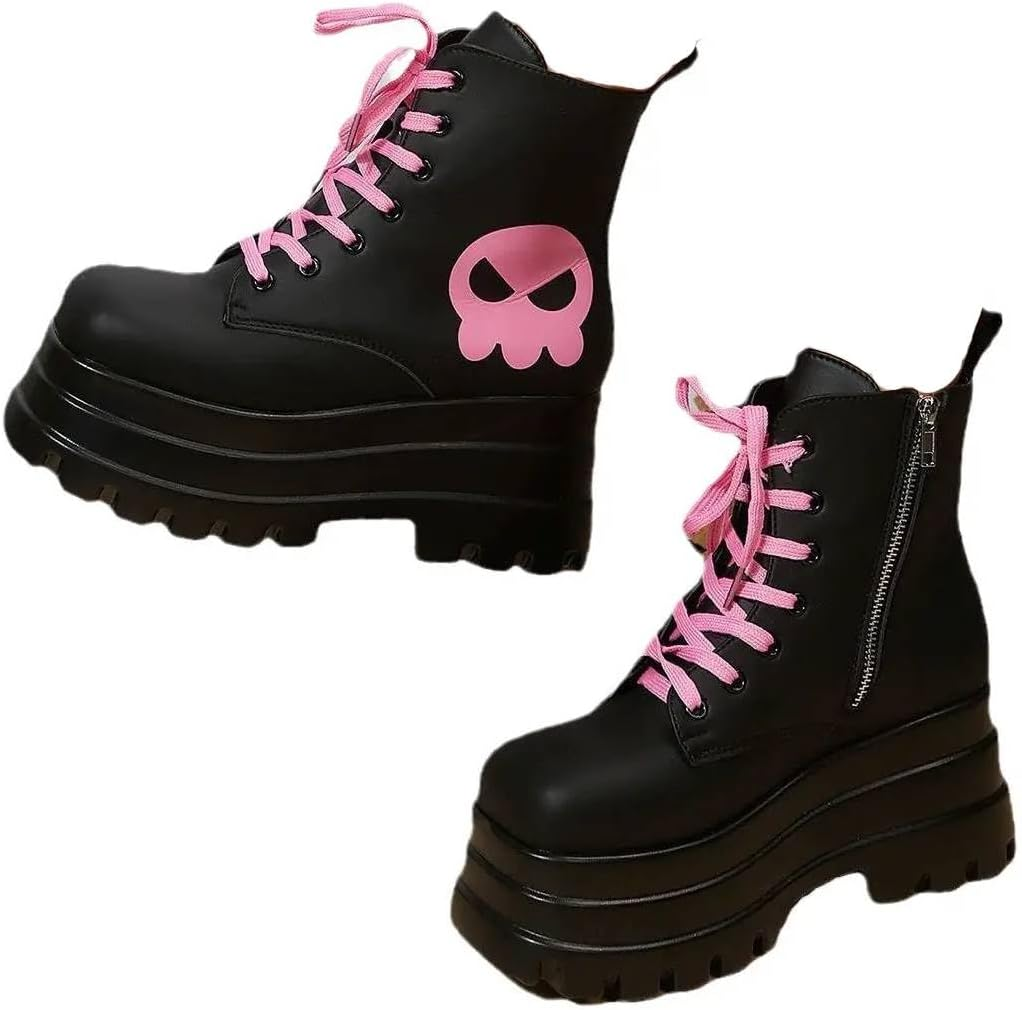 Ulalaza Frauen Mary Jane Kleid Pumps Lolita Schuhe S&uuml;&szlig;e Plattform Gothic Double Kn&ouml;chel Runde Runde Zehen -Absatz Uniform Pumps Schuhe Perfekt F&uuml;r Schulparty Business Work Dance Night Club