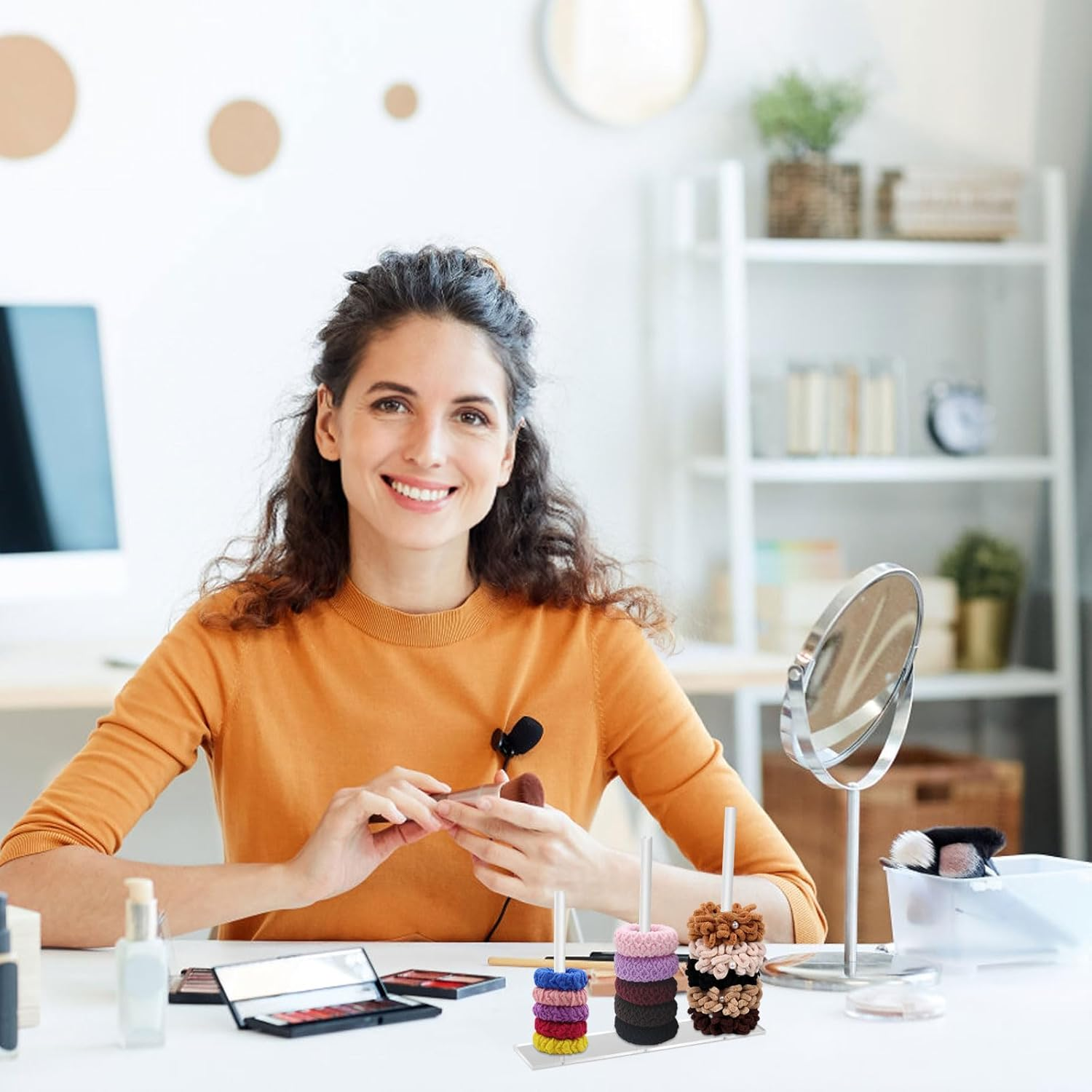 Acrylic Scrunchie Holder Stand Transparent Display Hair Accessories Organiser Clear Hair Tie Organiser Storage Hair Tie Store Scrunchie Holder for Women Teenager Girls Gifts image number 5