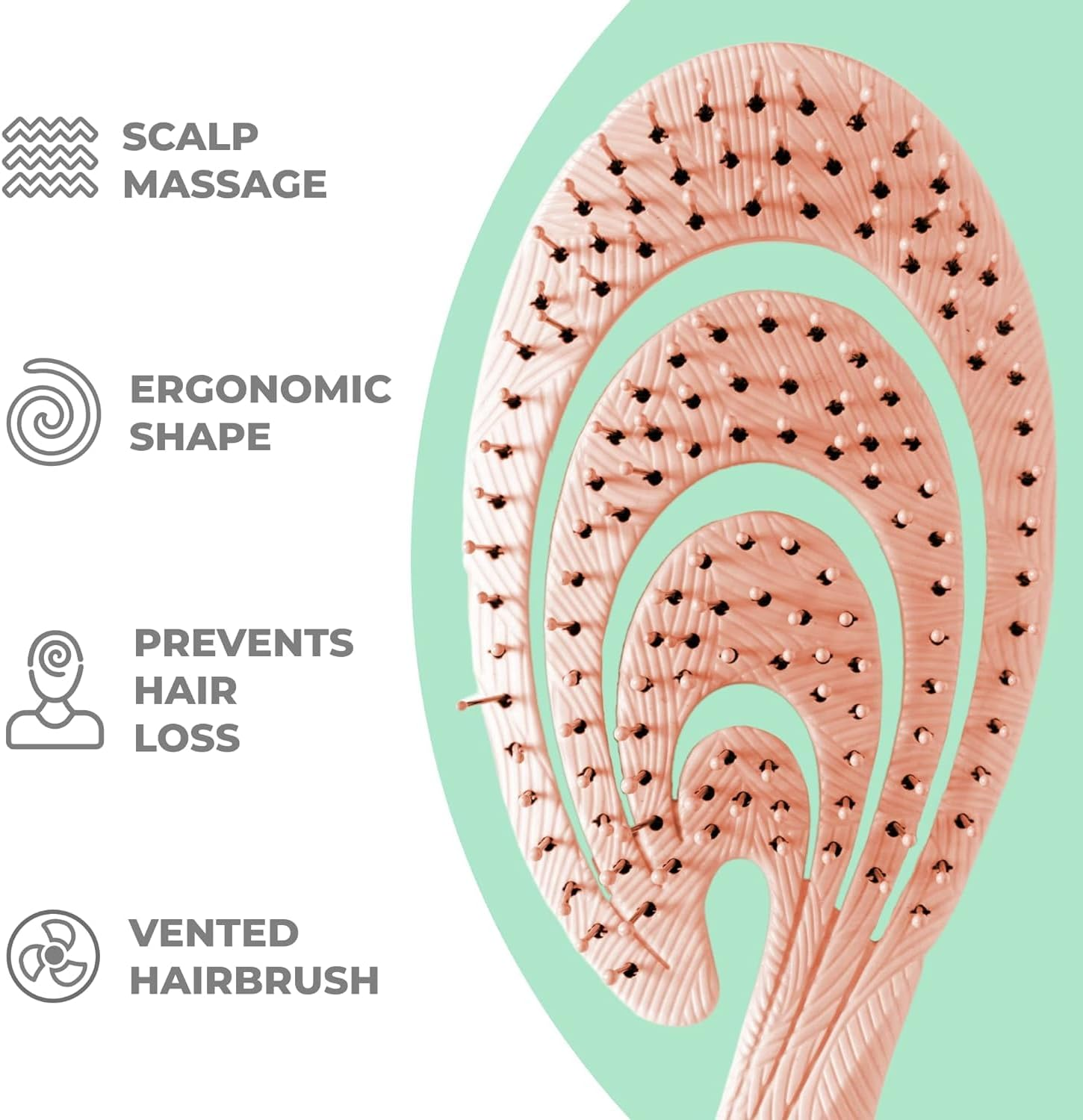 Ninabella Organic Detangling Hair Brush for Women, Men & Children - Does Not Pull on Hair - Hair Straightening Brushes for Straight, Curly & Wet Hair - Unique Wave Hairbrush Rose Gold - Rose Gold image number 6