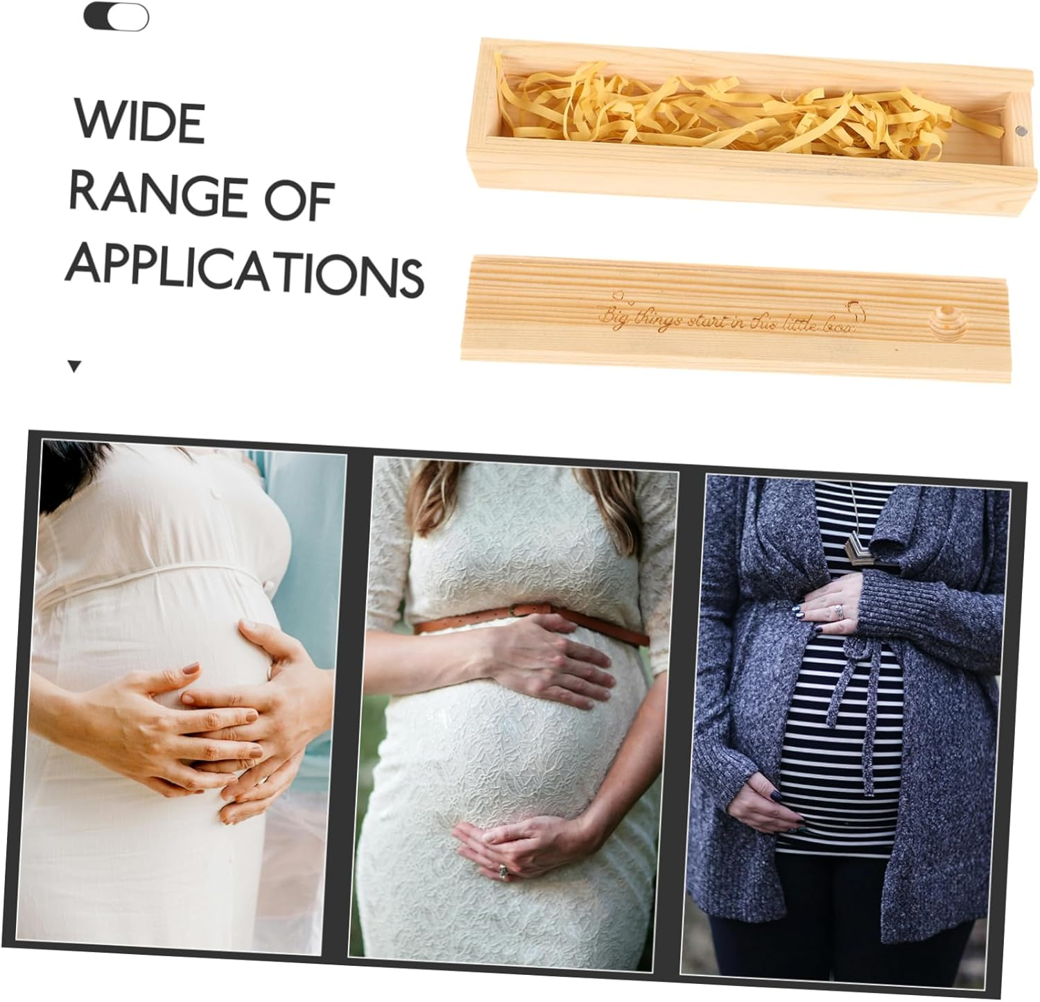 Wood Pregnancy Test Keepsake Case Newborn Announcement Box Family Reveal Wooden Box Slide Lid image number 4