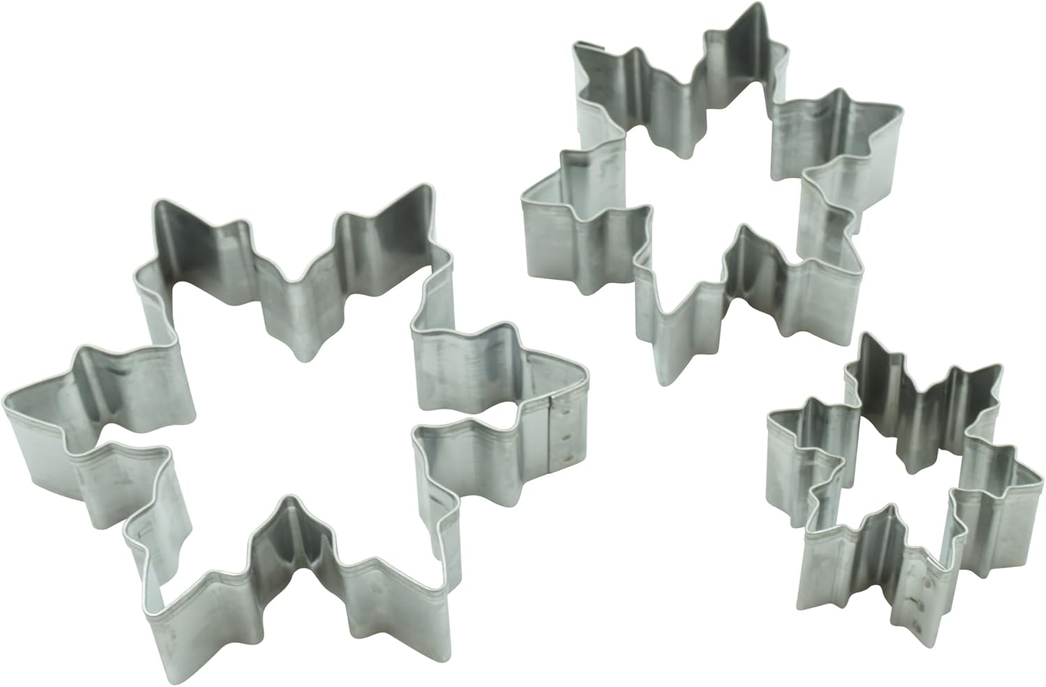 Set of 3 Snowflake Cookie Cutters - Dishwasher-Safe Stainless Steel Cookie Cutters - for Baking Biscuits, Patio Cookies & Linzer Eyes - 45053 image number 3