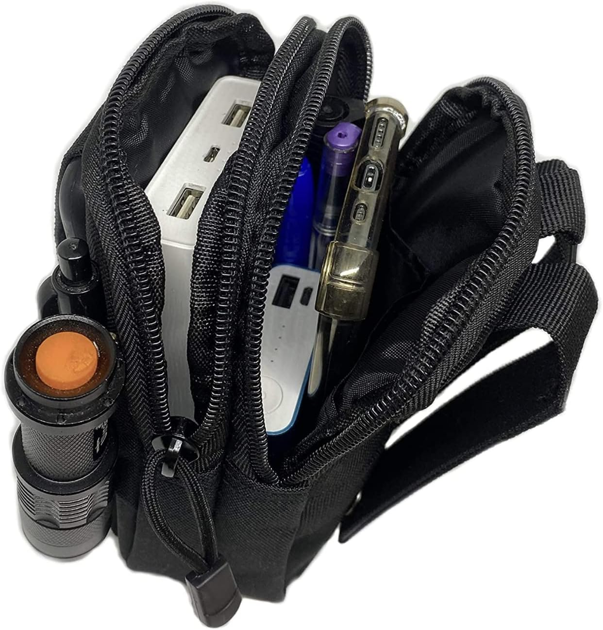 Tactical Pouch Multipurpose Waist Bag Tactical Holster Military Waist Belt Bag Wallet Pouch Purse Phone Case with Zipper Compatible with Most Models Cell Phone - Black image number 6