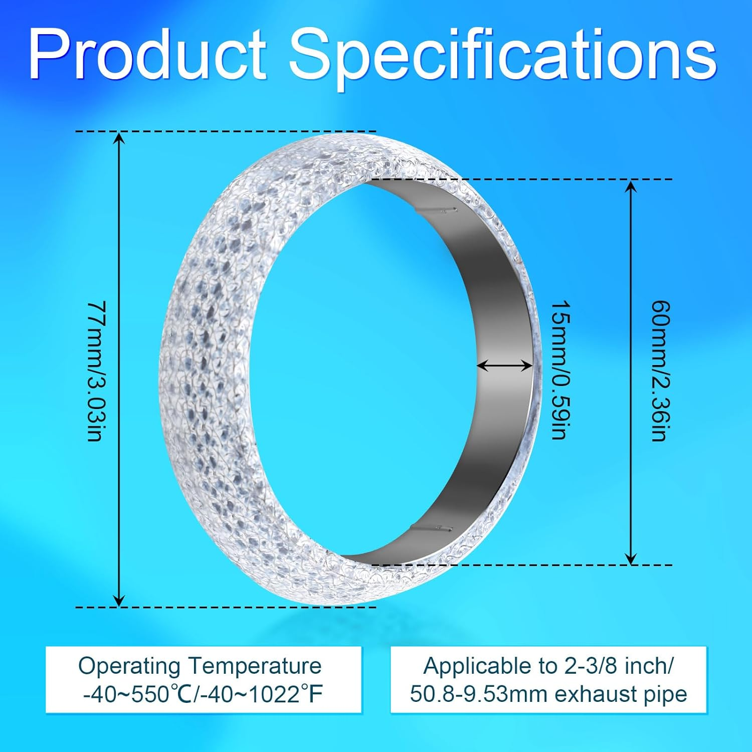 65Mm Car Exhaust Gasket, Exhaust Manifold Gasket Exhaust Pipe Donut Gasket Exhaust Flange Gasket Exhaust Muffler Sealer, Preventing Leaks and Noise image number 6