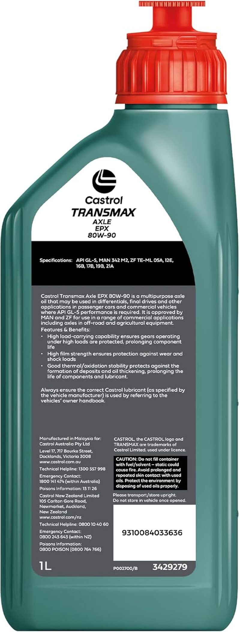 Castrol EPX 80W-90 Transmax Axle Automotive Gear Oils 1 Litre