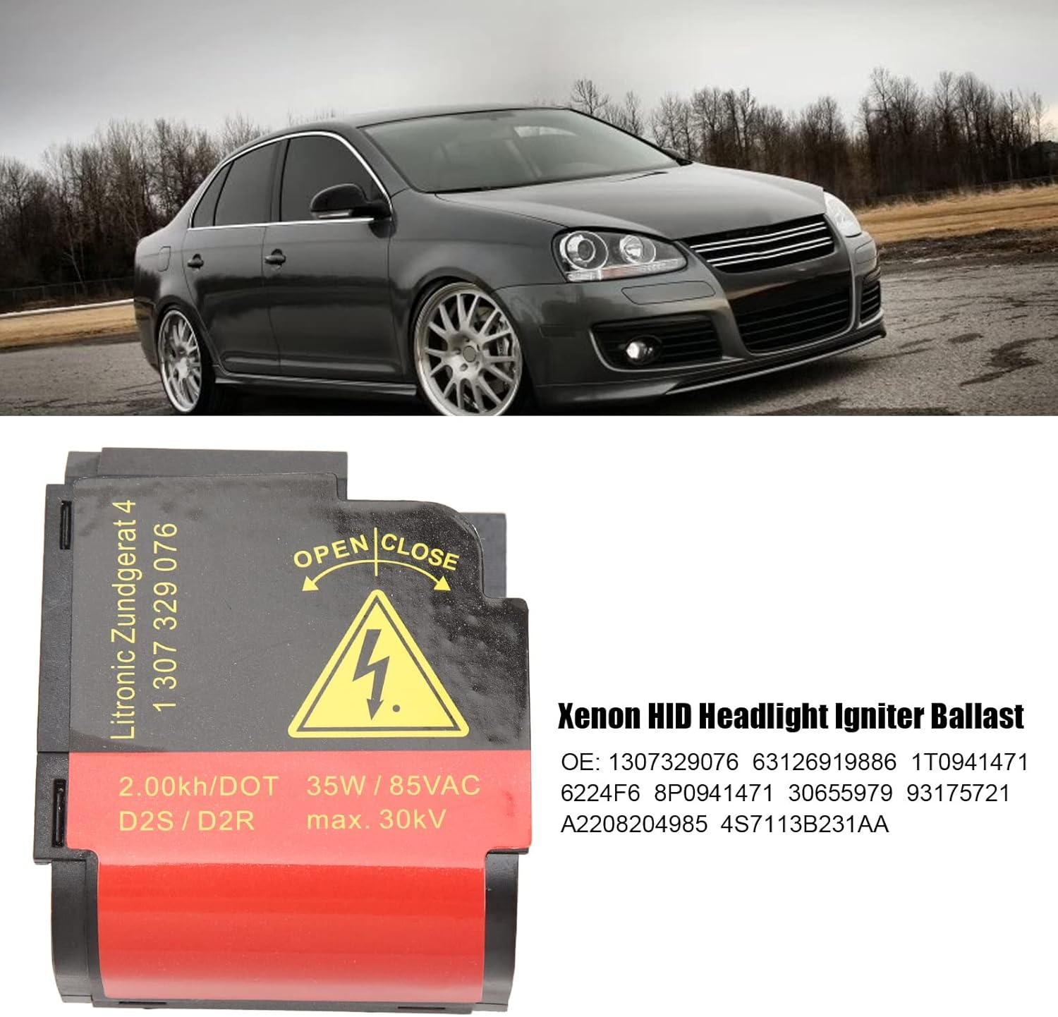 1307329076 Xenon HID Headlight Igniter Ballast, 63126919886 Xenon Ballast Igniter 1T0941471 D2S Bulb Holder Bulb Socket for Mini VW image number 4