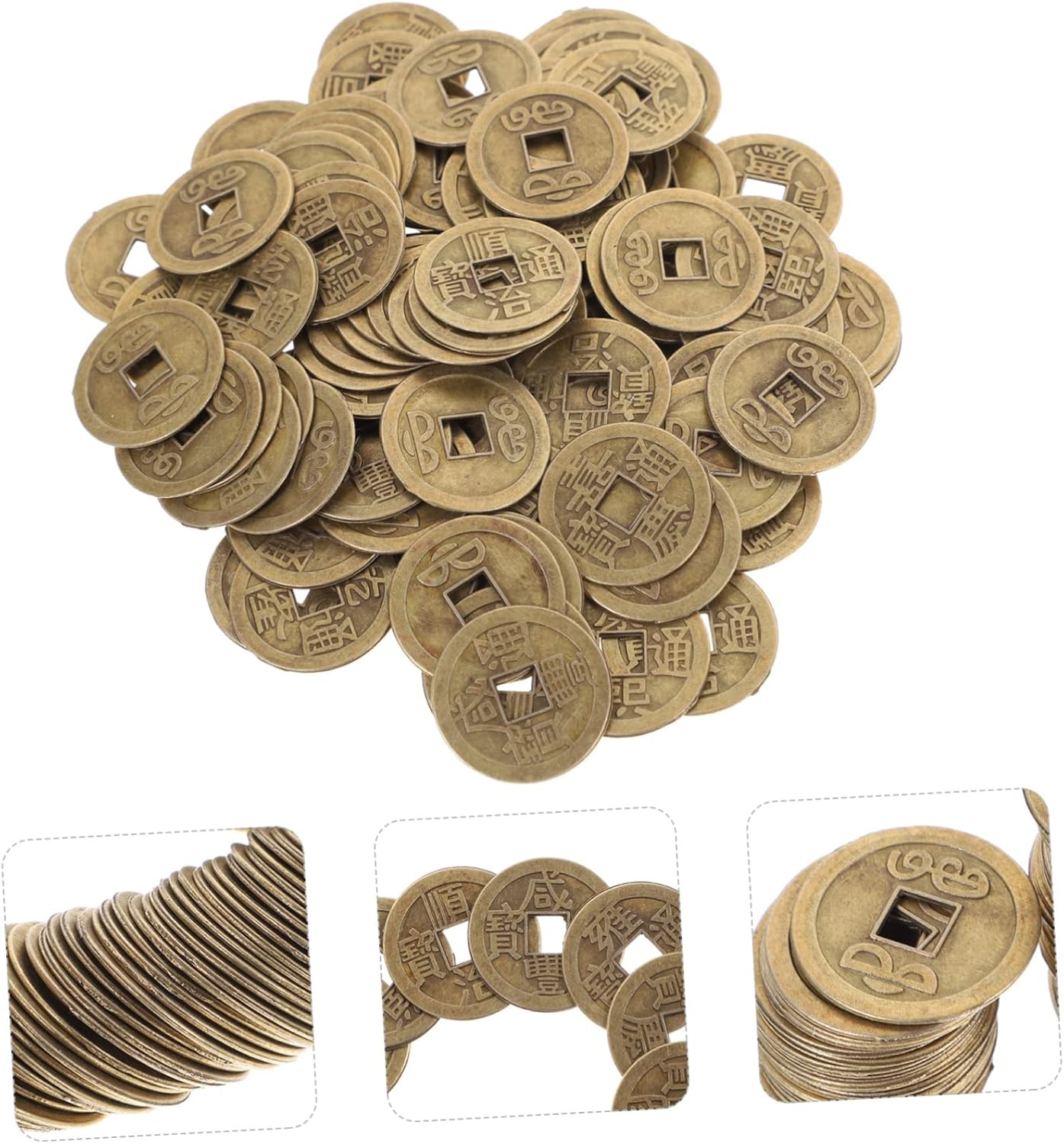 Tofficu 100Pcs Ancient Chinese Coins Fake Pirate Coin Cars Playset Chinese New Year 2023 Feng Shui Coins Chinese Money Coins Pirate Decor Antique Coins Emperor Lucky Coin Copper Das image number 4