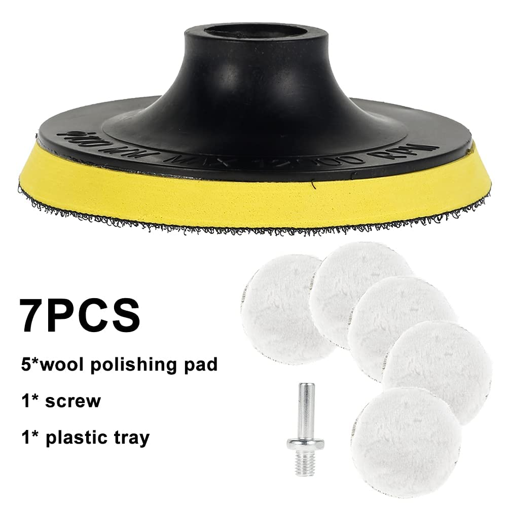 7Pcs Wool Polishing Buffing Pad Set for Car Polisher Buffer Wheel image number 3