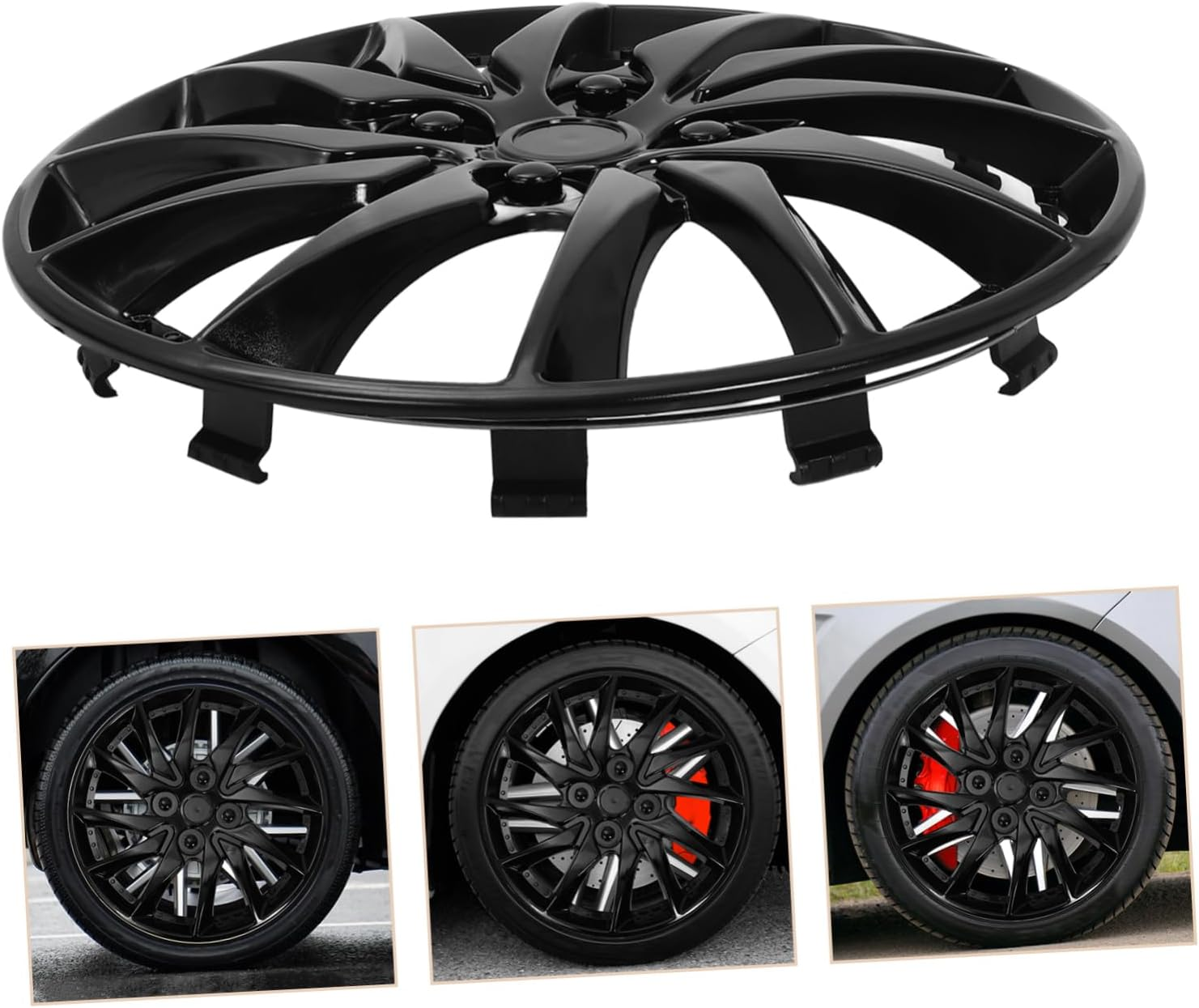 BUGUUYO 14 Inch Car Hubcaps PP Material Wheel Cover Hubcap for Cars Easy to Clean Shields Wheels from Dirt Black Automotive Accessory Rim Hub Cover image number 5