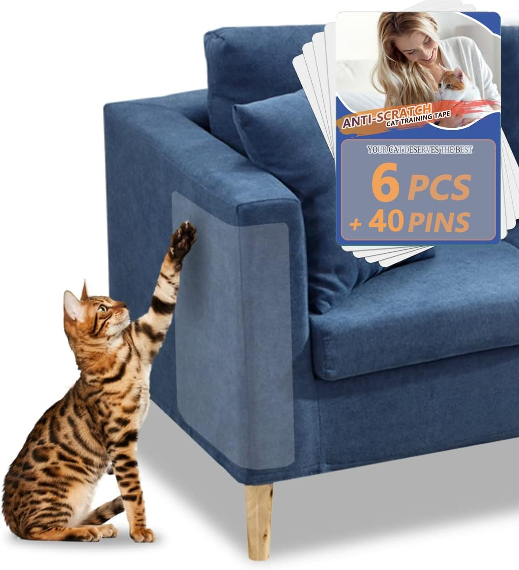 10 Pcs Furniture Protectors from Cats, Clear Self-Adhesive Cat Scratch Deterrent, Couch Protector 4 Pack X-Large (18"L 12"W) + 4 Pack Large (9"W) + 2 Pack (6"W) Cat Repellent for Furniture