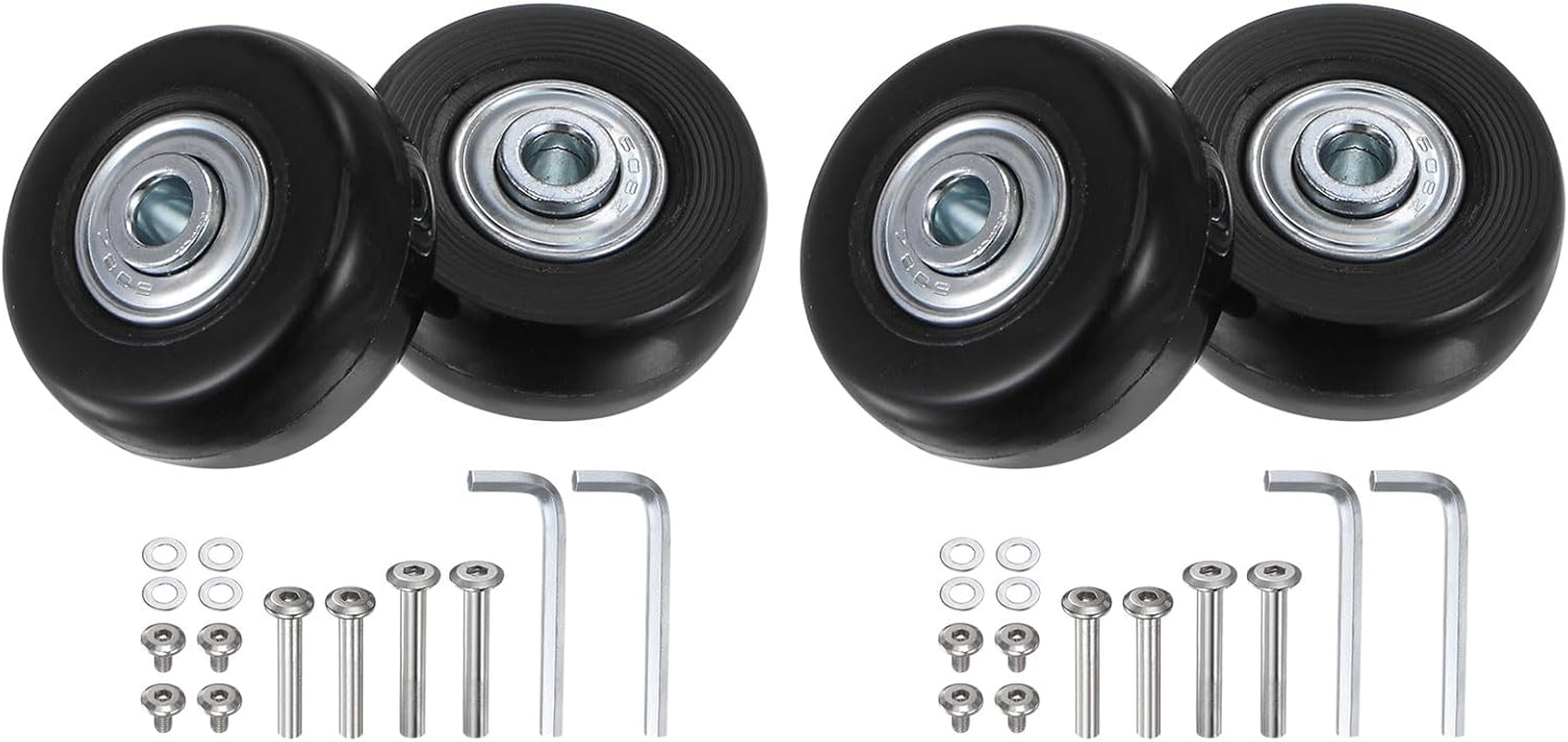 Uxcell Replacement Luggage Wheels 43X18Mm Suitcase Wheel Repair Kits Include 4 PU Bearing Wheels & Washers, Wrenches & Axle Screw for Trolley Bag, Inline Skate and Caster Board image number 2