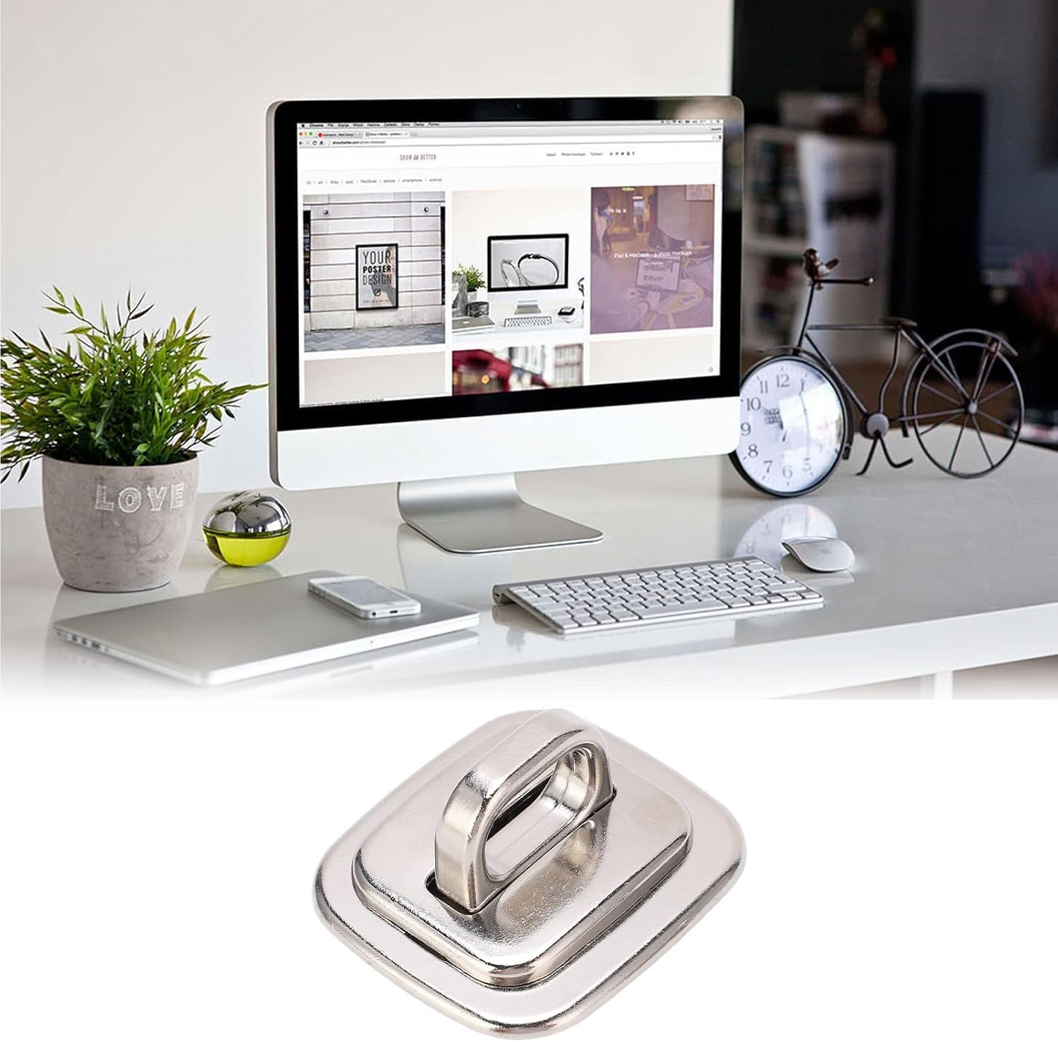 Liyquint Security Anchor Base Plate for Keyed or Combination Cable Locks, Desk Mount Anchor Accessory for Cable Locks,Self Adhesive Laptop Plate Zinc anti Theft Slot for Office Home image number 6