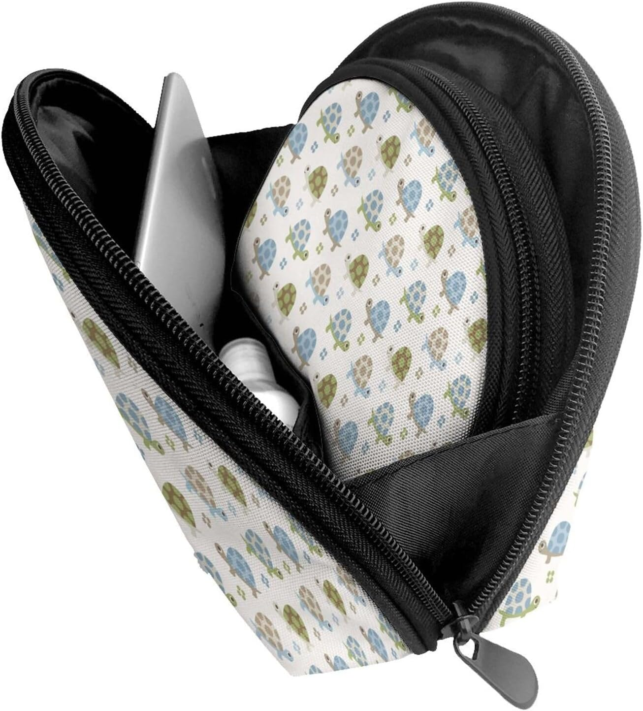 Cozimangoe Coin Pouch Makeup Bags Set, 2 Piece Shell Shape Cosmetic Bag with Pockets for Daily Travel Handbag Lipstick Keys Toiletry, Personalized Seamless Turtle Pattern image number 5