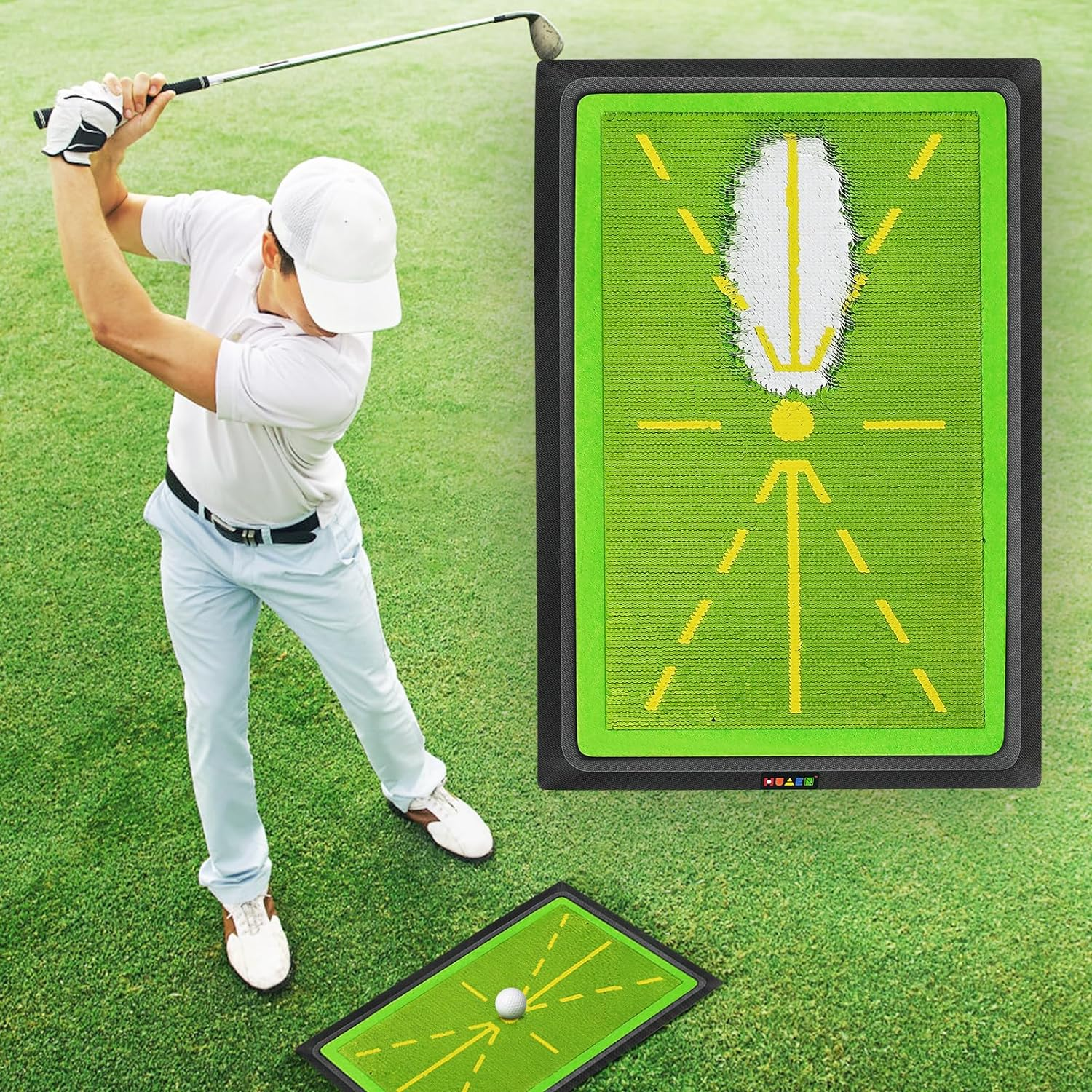 JIMITOP Golf Swing Mat,Extra Replaceable Golf Practice Mat 17"X12" | Advanced Guides and Rubber Backing for Home/Indoor/Outdoor image number 5
