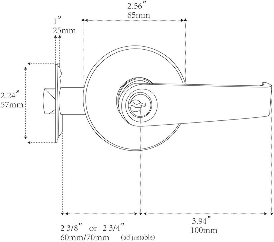 Wave Lever Keyed Entry Door Lock/Door Knob Hardware Wave Handle and Closet Lockset (802-ET) image number 2
