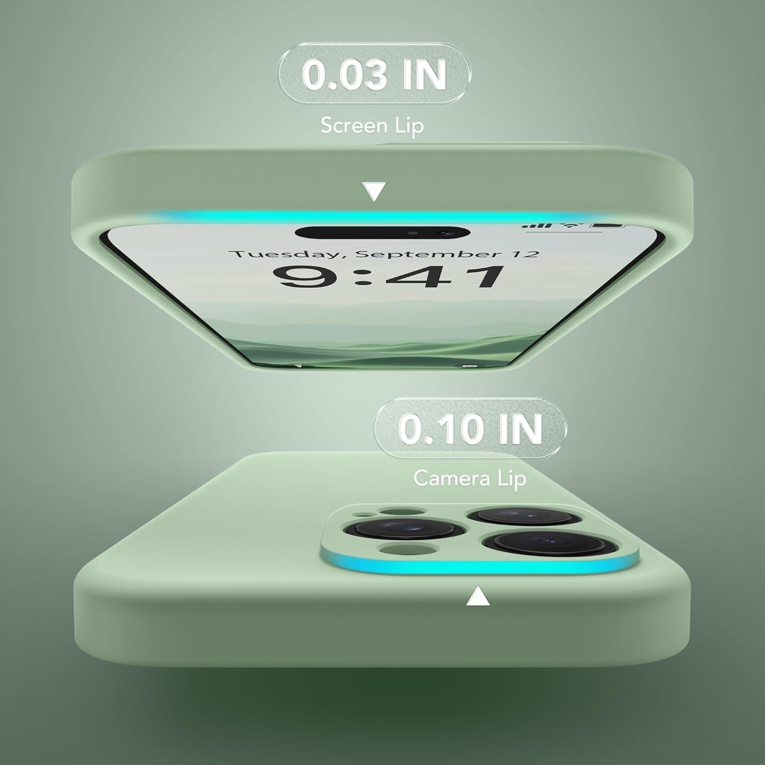 Suydanbox Magnetic for Iphone 13 Pro Max Case, Compatible with Magsafe, [Full Camera Protection][Screen Protector] Silicone Shockproof Protective Phone Case for Iphone 13 Pro Max 6.7", Light Cyan - Blackcurrant image number 4