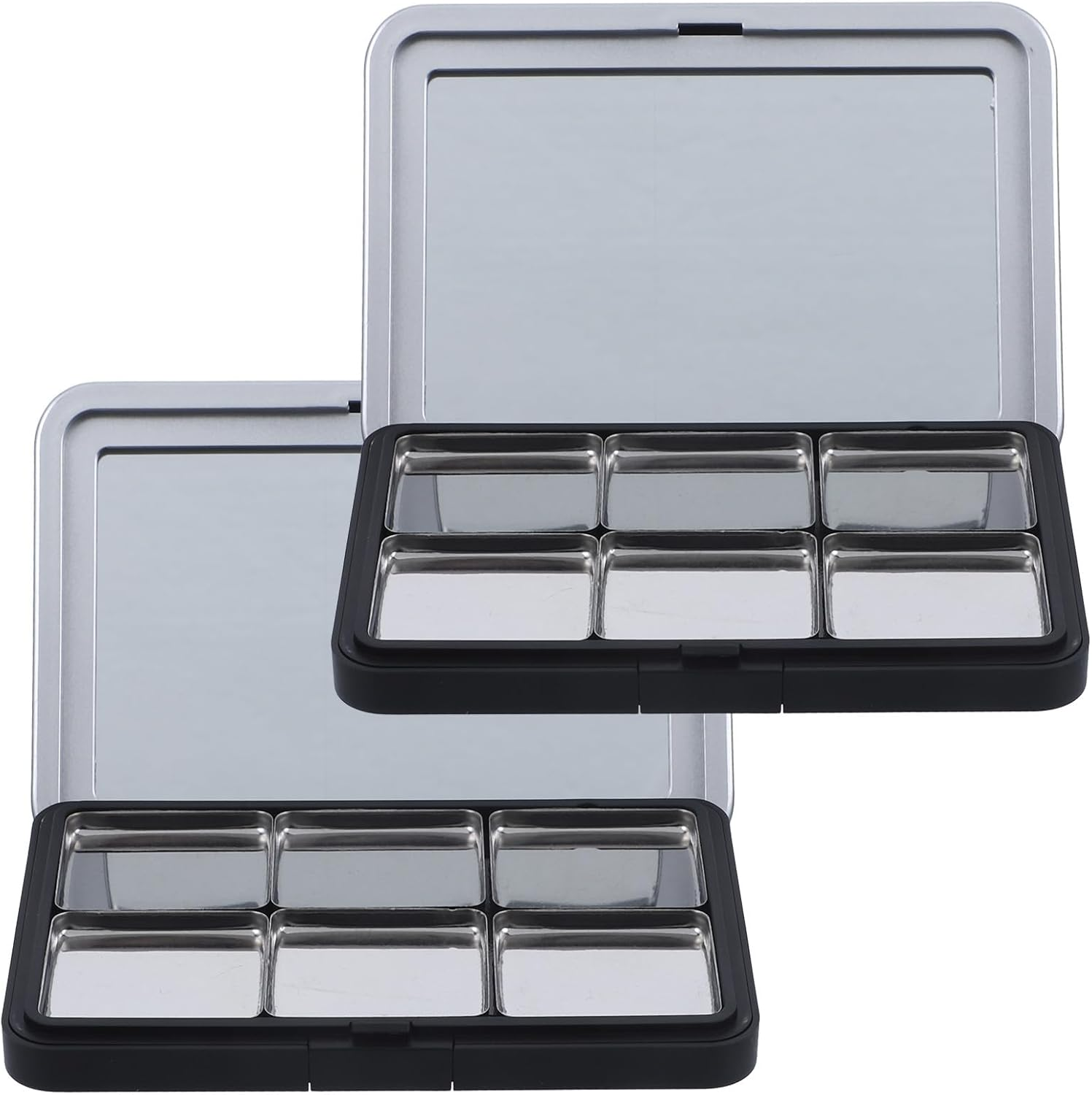 GAROZATION 2 Sets Magnetic Empty Eyeshadow Palette with 6-Pan Tray, Matte Black Cosmetic Storage Box for Eyeshadow, Blush, and Highlighter &ndash; Refillable Makeup Organizer for Travel and Daily
