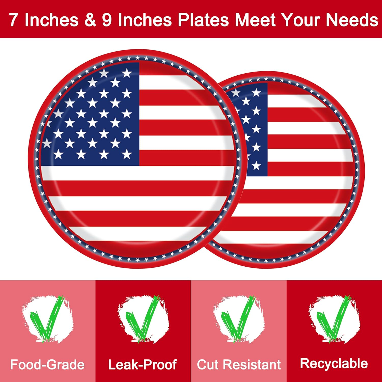 96 Pcs American Flag Patriotic Party Plates and Napkins, Forks Supplies - Disposable Tableware Paper Set for Veterans, Election, 4Th of July, Independence Day Decorations, Serves 24 Guests image number 1