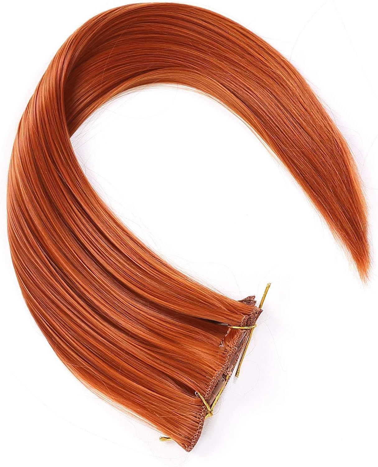Prettyland R01 7-Piece Set Static-Free Clip-In 50 Cm Straight Long Hair Extensions Orange Copper Red