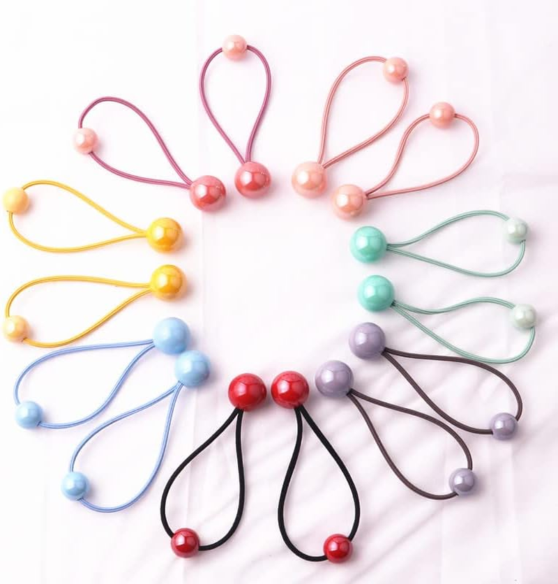 Acrylic Butterfly Ball Elastic Hair Bands - Hair Ties and Ponytail Holders for Girls - 14Pcs Kids Hair Accessories image number 2