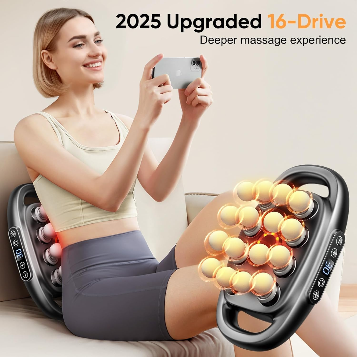 16-Drive Massage Gun Set, Upgraded Deep Tissue Percussion Massager with 16 Massages Heads, Red Light Therapy, Quiet Muscle Massage Gun for Back, Shoulders, Legs, Foot, Body Muscle Pain Relief image number 1