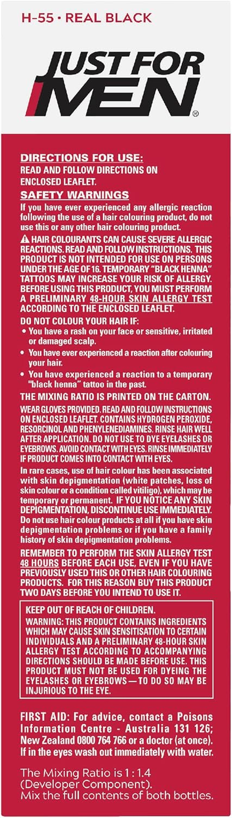 Just for Men Shampoo-In Colour, Grey Hair Dye for Men, Various Shades, Restores Original Colour for a Natural Look - Real Black, H-55 image number 2