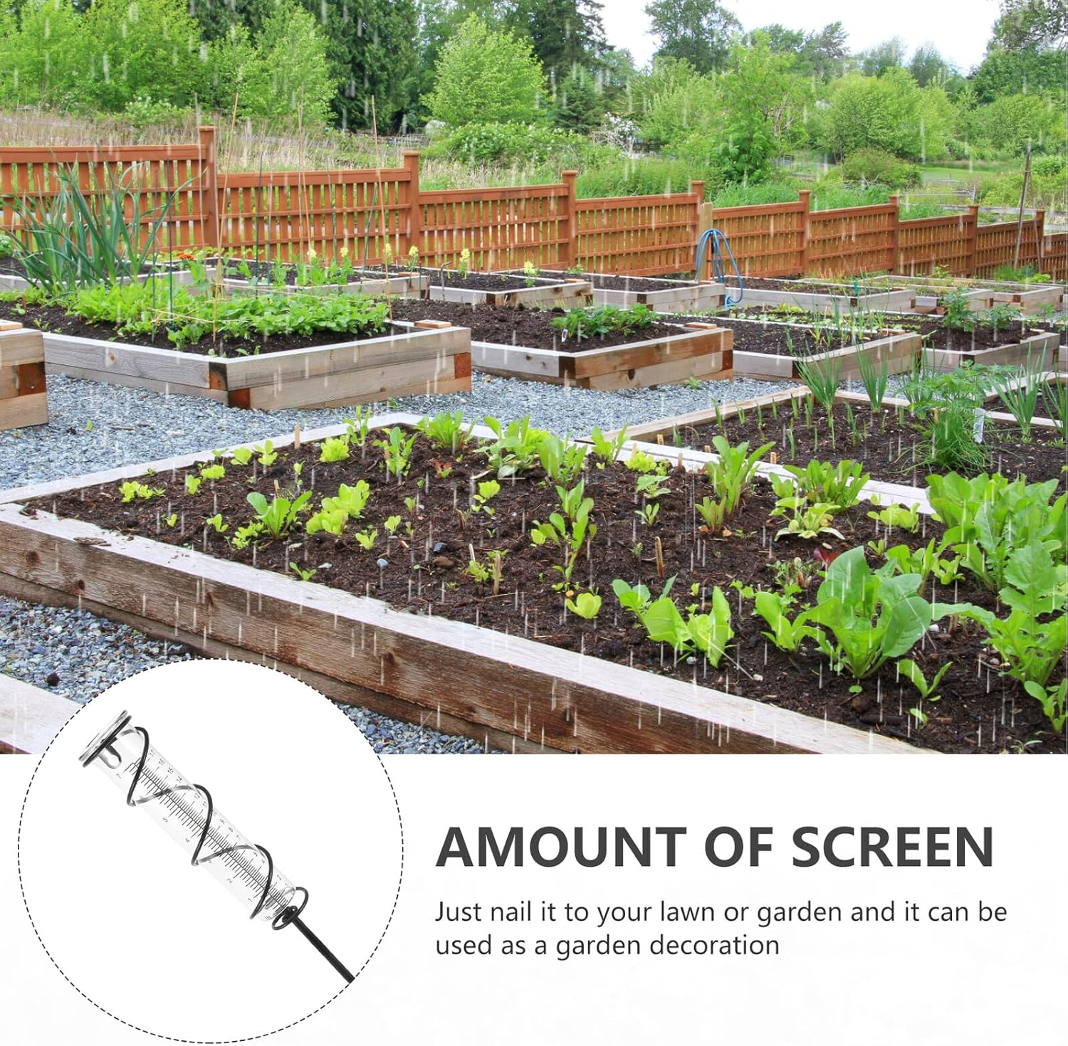 UKCOCO Cast Iron Spiral Rain Gauge with Glass Tube for Garden Lawn Outdoor Use Easy Stake Design for Accurate Rainfall Measurement and Decorative Water Collector