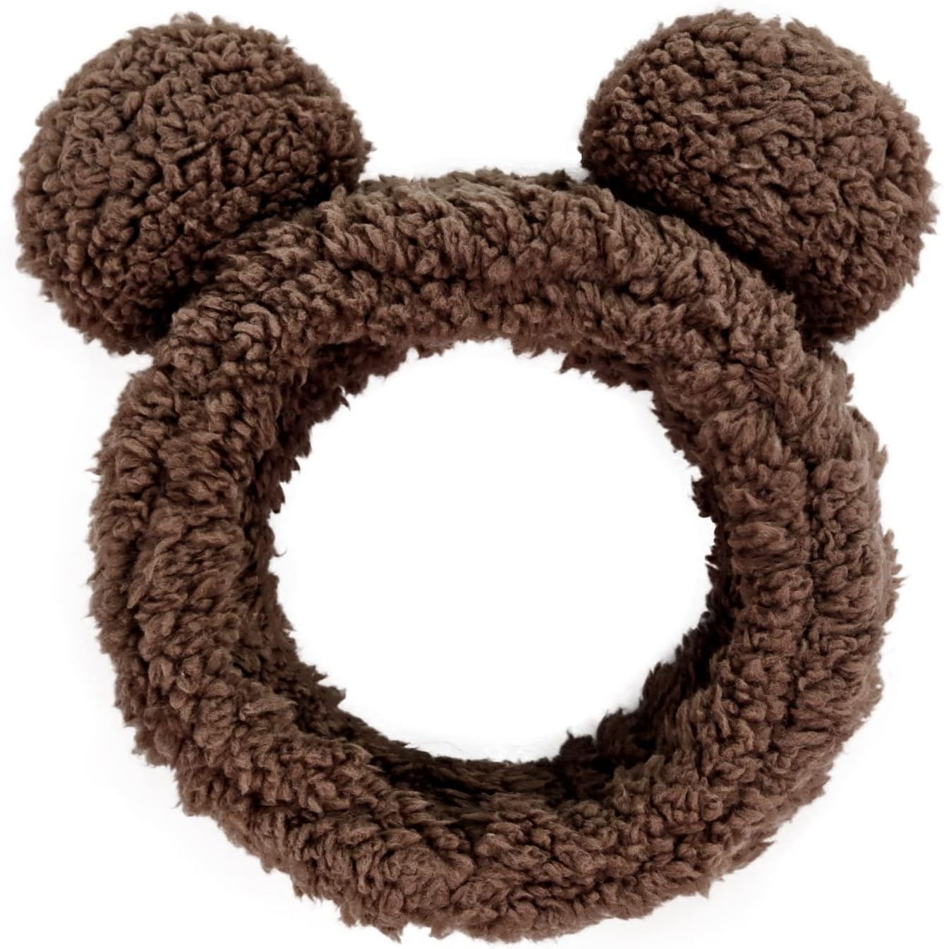 Huachi Spa Headbands for Women Girls Face Washing Makeup Cute Bear Ears Hair Bands Korean Elastic Fluffy Beauty Accessories, Brown image number 5