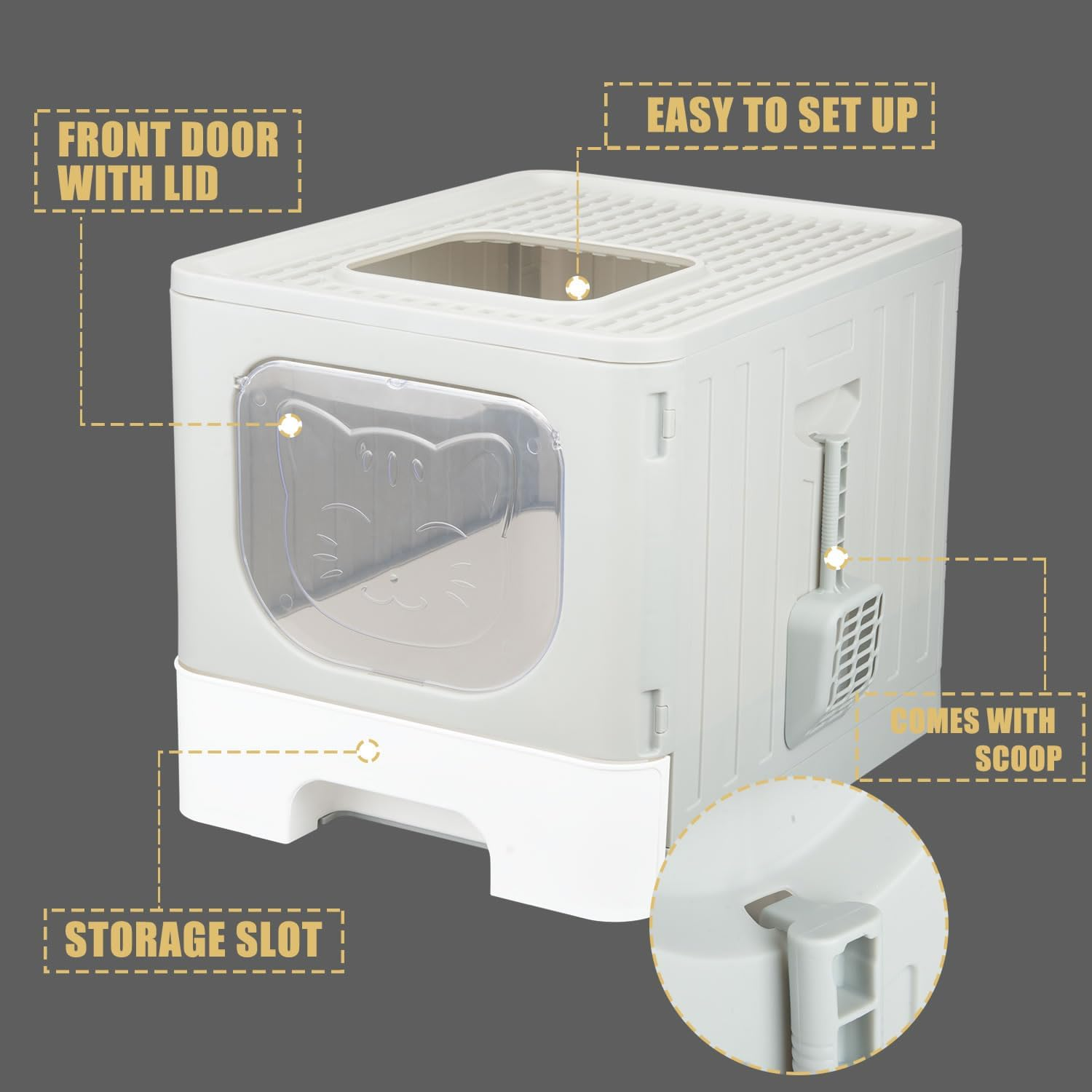 Truepal Foldable Cat Litter Box & Double-Layer Cat Litter Mat 65 X 45 Cm Pet Toilet (Black) image number 6