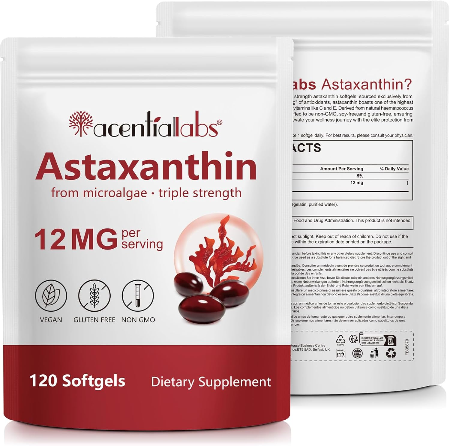 Astaxanthin 12Mg Softgels | Natural Source from Microalgae | Gluten-Free | Non-Gmo | Easy-To-Swallow | No Artificial Additives | 4 Month Supply | 120 Softgels image number 5